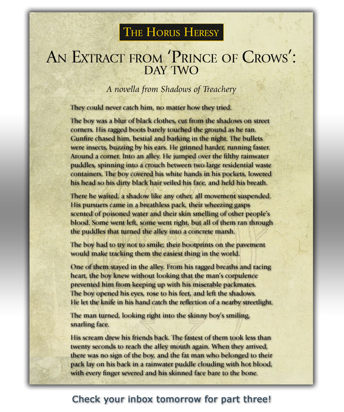 Part two of the extract from 'Prince of Crows'